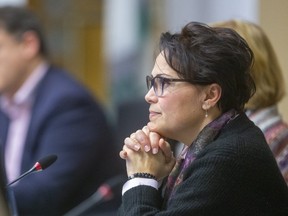 Despite expressing concerns about the city's "super cautious" COVID-19 vaccination policy before Monday's meeting of the corporate services commitee, Coun. Maureen Cassidy, shown in this 2020 file photo, was one of four councillors who didn't make an attempt to strengthen it after getting legal advice behind closed doors.