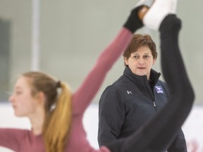 Western figure skating coach Alma Moir, is hanging up her skates and keen eye after 40 years coaching. Moir, works with Mya Lamport at the Komoka Wellness & Recreation Centre on Thursday February 13, 2020.  Mike Hensen/The London Free Press/Postmedia Network