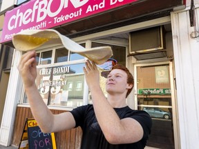 After saving money for years, and having his old workplace unexpectedly come up for sale, 19-year-old Dylan Taylor bought Chef Bondi Pizza Restaurant on Talbot Street in downtown St. Thomas. (Mike Hensen/The London Free Press)