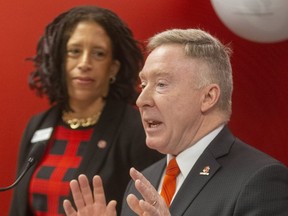 Fanshawe College president Peter Devlin says that no matter how beautiful their new London South Campus is, that it's the people inside that matter. Fanshawe held an official opening Friday at the new building at the corner of Bradley and Wellington Road in London, Ont.   Mike Hensen/The London Free Press)