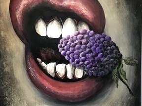 This piece by London artist Paul Snoddy, The First Bite, is part of a new exhibition of his work, Out There, on at ArtWithPanache Gallery.