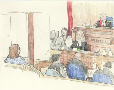 Superior Court Justice Bruce Thomas reads the reasoning for his decision in the sentencing of Elizabeth Wettlaufer.  CHARLES VINCENT/The London Free Press