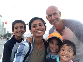 The Janzen family (dad Stephen, mom Leilani and kids (left to right) Keanan, 9, Arwen, 8, and Mekaiah, 6) are stranded in Vietnam in March 2020 during the COVID-19 pandemic. The family has attempted to fly home to Abbotsford, B.C. but have been unsuccessfully due to travel restrictions, border closures and cancelled flights.