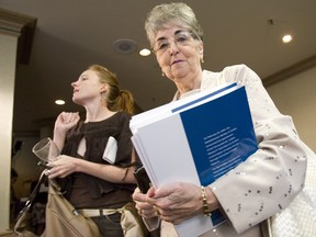 Joyce Milgaard addresses media at the release of the Report of the Commission of Inquiry into the Wrongful Conviction of David Milgaard in Saskatoon, Sask., on September 26, 2008. Joyce Milgaard, who spent decades fighting tirelessly for the exoneration of her wrongfully convicted son, David Milgaard, has died after a lengthy illness, his brother said on Sunday. Milgaard, 89, a mother of four, died in a care home in Winnipeg on Saturday, Chris Milgaard told The Canadian Press from Regina. THE CANADIAN PRESS/Geoff Howe