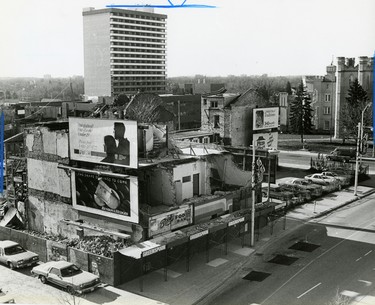 Demolition work started on block bounded by Dundas, Ridout, King and Talbot streets, 1986. (London Free Press files)