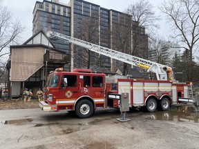 London firefighters battled a blaze at a vacant house at 1245 Richmond St. on Saturday. (London fire department photo)