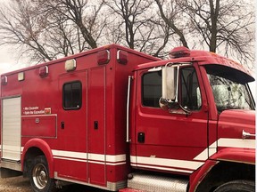 This decommissioned fire truck and an attached trailer were stolen overnight from a fenced compound on Wharncliffe Road, London police say. (Supplied)