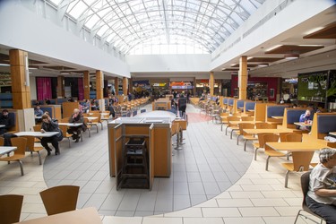 4:38pm The food court at White Oaks Mall was sparsely populated on Sunday afternoon. Derek Ruttan/The London Free Press/Postmedia Network