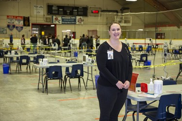 London Health Sciences Centre director Emily Williams is in charge of the coronavirus assessment centre at Oakridge Arena in London, Ont. on Tuesday March 17, 2020.  Derek Ruttan/The London Free Press/Postmedia Network