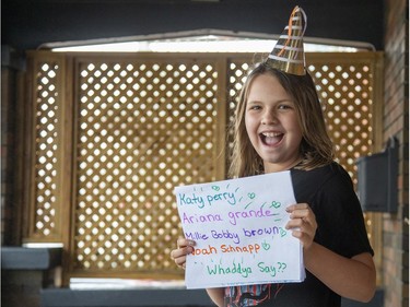 Iris Tarasick is hoping that some of her favourite celebrities will attend her virtual birthday party. She turns 11 on Saturday but had to cancel her planned party because of the COVID-19 prevention measures. So she is having a party online instead. Festivities begin at 4pm EST. Interested celebrities can find details on her mom's Instagram page @hrmphoto  Photo shot in London, Ont. on Friday March 20, 2020. Derek Ruttan/The London Free Press/Postmedia Network