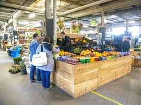The Market at Western Fair District was open on Saturday for vendors selling produce, meat, baked goods and other food stuffs. Photo shot in London, Ont. on Saturday March 21, 2020. (Derek Ruttan/The London Free Press)