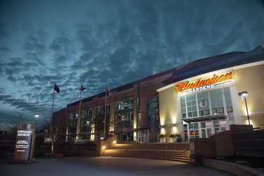 Normally full of more than 9,000 people on Friday night for a London Knights game, the Budweiser Gardens  London, Ont. was empty in on Friday March 27, 2020. Derek Ruttan/The London Free Press/Postmedia Network