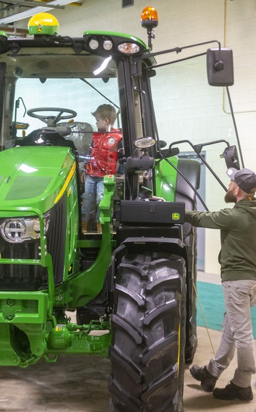 Brendan Wiebe jokingly said he came to the first day of the London Farm Show at the Western Fair Agriplex to "buy a tractor, or maybe a combine," for his son Sawyer Wiebe, 4.
The Fullarton man said the prices were excellent at the show, which runs till Friday.
Mike Hensen/The London Free Press