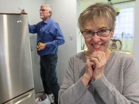 After a day of tears, Barbara Mazajlo said Thursday she's still crying, "but now they're tears of joy," after the owner of Raywal Cabinets Brian Magee heard about Mazajlo's predicament and offered to build her cabinets for her. (Mike Hensen/The London Free Press)