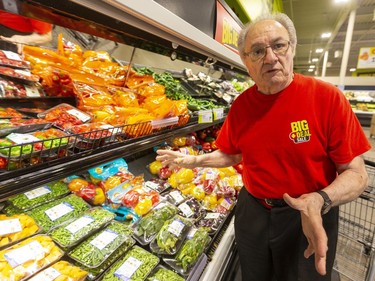 Frank Silvestro at Freshco on Adelaide Street north in London, Ont. Silvestro has worked since the age of 15 in various produce related jobs. Photograph taken on Friday March 13, 2020.  (Mike Hensen/The London Free Press)