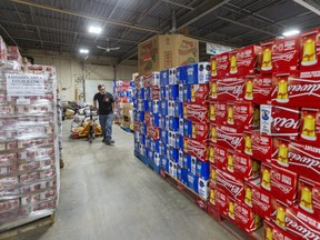 Mike Bloxam the perishable foods manager at the London Food Bank said that in the past couple of weeks they've been getting more food from closed restaurants and wholesalers that service them. (Mike Hensen/The London Free Press)