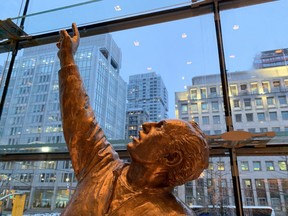 The expansive multi-floor lobby of the Four Seasons Centre for Performing Arts is enhanced by sculptures as well as impressive views of the surrounding cityscape. (BARBARA TAYLOR, The London Free Press)
