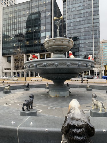 Of course dog-friendly downtown Toronto features a cool fountain with numerous kindred-spirit statues' eyes glued to a big bone on top of the fountain. The Berczy Park wonder at 35 Wellington St. E. operates in warmer weather but is a year round charmer (BARBARA TAYLOR, The London Free Press)