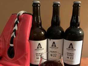 Anderson Craft Ales Brewer’s Reserves - a Belgian dark strong ale, a strong Scotch ale, and a porter homage to Mexico - share one key trait: aging for 12 to 14 months in Kentucky bourbon barrels. 
(BARBARA TAYLOR, The London Free Press)