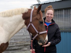 Kate Aitcheson, Twisted Willow Equestrian Centre, Pigram Road, west of Brownsville, with the horse Spencer. (Chris Abbott/Tillsonburg News)