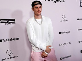 Justin Bieber poses at the premiere for the documentary television series "Justin Bieber: Seasons" in Los Angeles on Jan. 27, 2020.