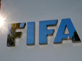 The logo of FIFA is seen in front of its headquarters in Zurich, Switzerland September 26, 2017.