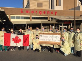 Pediatric emergency-room doctors and nurse hope their colleagues around the world will join them in a photo challenge based on the hashtag #frontlineflags.