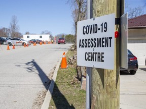 The COVID-19 assessment centre at Oakridge Arena in northwest London will close on weekends amid changes in "volume and timing" of visits, local health officials said Thursday, April 2.(Derek Ruttan/The London Free Press)