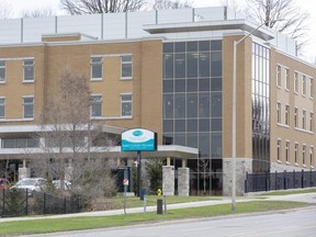 Three residents and two employees of Earls Court Village Nursing Home at 1390 Highbury Ave. N. have tested positive for COVID-19, owner Sharon Village Care Homes said Tuesday, April 7. (Derek Ruttan/The London Free Press)