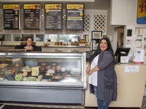 Jodie Marshall (left) of Marshall's Pasta and Bakery is teaming up with Sabina Manji, editor and publisher of The Mom and Caregiver magazine, to feed needy families in London, Ont. (Derek Ruttan/The London Free Press)
