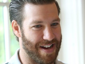 Londoner Brandon Prust talks about heading to LA for the Kings training camp for a tryout while at the press conference for the Freedom 55 Championship at the Highland Golf and Country Club on Tuesday August 22, 2017.  Mike Hensen/The London Free Press/Postmedia Network