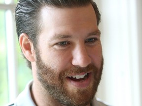 Londoner Brandon Prust talks about heading to LA for the Kings training camp for a tryout while at the press conference for the Freedom 55 Championship at the Highland Golf and Country Club on Tuesday August 22, 2017.  (Mike Hensen/The London Free Press)