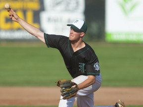 Joel MacEachern of PEI delivers during their game at Labatt Park against Nova Scotia during their game in the 18U National Championships in London, 2019.  (Mike Hensen/The London Free Press file photo)