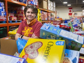 Jane Roy says this virtual version of their 32nd annual spring food drive will feature more cash donations, but that donating food will always be a major component of food drives as it brings people closer together.  (Mike Hensen/The London Free Press)