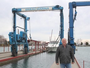 Dave Barnier, owner of Erieau Marina, has been busy preparing for the boating season in anticipation of the easing of restrictions due to the COVID0-19 pandemic. Ellwood Shreve/Chatham Daily News/Postmedia Network