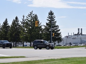 Workers left GM CAMI in Ingersoll Monday afternoon after their first day back to work since the COVID-19 pandemic shuttered the plant in mid-March. (Kathleen Saylors/Woodstock Sentinel-Review)