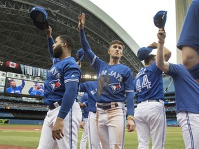 See y'all next year! Cavan Biggio and the Blue Jays won't be saluting their fans at the Rogers Centre this summer.