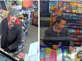 London police have released the images of two men they believe may be connected with an April 17 robbery of a variety store. London police handout.