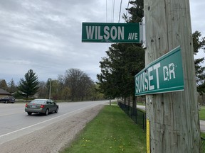 A man, 60, was killed and a woman, 22, seriously injured in a head-on crash involving a motorcycle and an SUV at Sunset Drive and Wilson Avenue in St. Thomas on Saturday. (DALE CARRUTHERS/ THE LONDON FREE PRESS)