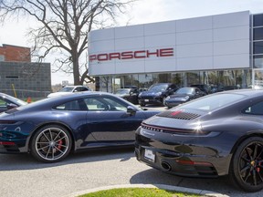 Four vehicles were stolen from the Porsche dealership at 600 Oxford Street West  in London, Ont. over the weekend. Photo shot on Wednesday May 6, 2020. (Derek Ruttan/The London Free Press)