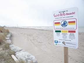 The pandemic has caused the closure of the beach in Grand Bend. (Derek Ruttan/The London Free Press)