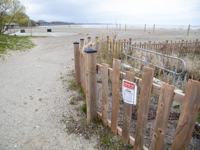 The beach in Port Burwell Ont. is closed because to the pandemic. Photo shot on Sunday May 10, 2020. Derek Ruttan/The London Free Press/Postmedia Network