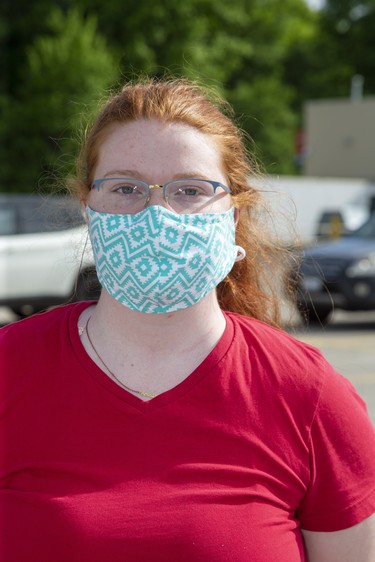 Amelia Deger,19, London. "It's just a mask." Photo shot  in London, Ont. on Wednesday May 27, 2020. Derek Ruttan/The London Free Press/Postmedia Network