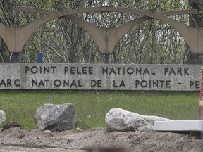 Road construction work, shown on Wednesday, May 27, 2020, is being done near the main entrance to the Point Pelee National Park in Leamington which is scheduled to open next month.