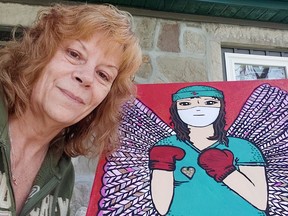 Sarnia's Paula Loxton has been painting images of angelic health-care workers to inspire amid COVID-19. She's donated two to Bluewater Health.