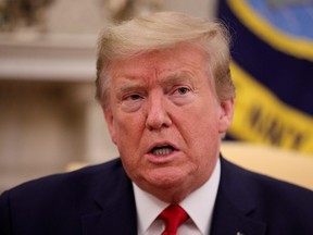 U.S. President Donald Trump speaks during a meeting about the coronavirus disease (COVID-19) response in the Oval Office at the White House in Washington, U.S., May 7, 2020. (REUTERS/Tom Brenner)