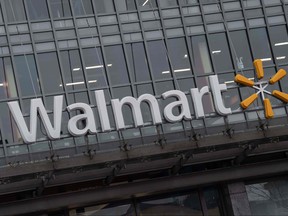 In this file photo taken on March 1, 2019 the Walmart logo is seen on a store in Washington.