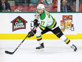 Left winger Matvey Guskov has been traded to the North Bay Battalion in an Ontario Hockey League trade from the London Knights. Russian import Guskov was a fifth-round pick of the Minnesota Wild in the 2019 National Hockey League draft. (Luke Durda/OHL Images)