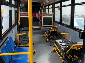 The Toronto Paramedic Services retrofitted five decommissioned Toronto Transit buses and turned into multi-patients units. It's an idea the London-area paramedic service is now looking to implement in the region. (City of Toronto handout).