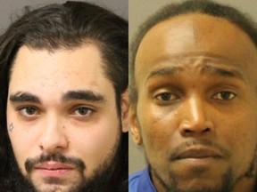 London police released these images of Londoners Tyler John Lancha, left, and Kokoete Anietie Udoh, who are suspects in a weekend shooting on Marconi Boulevard that injured a man. (Supplied)